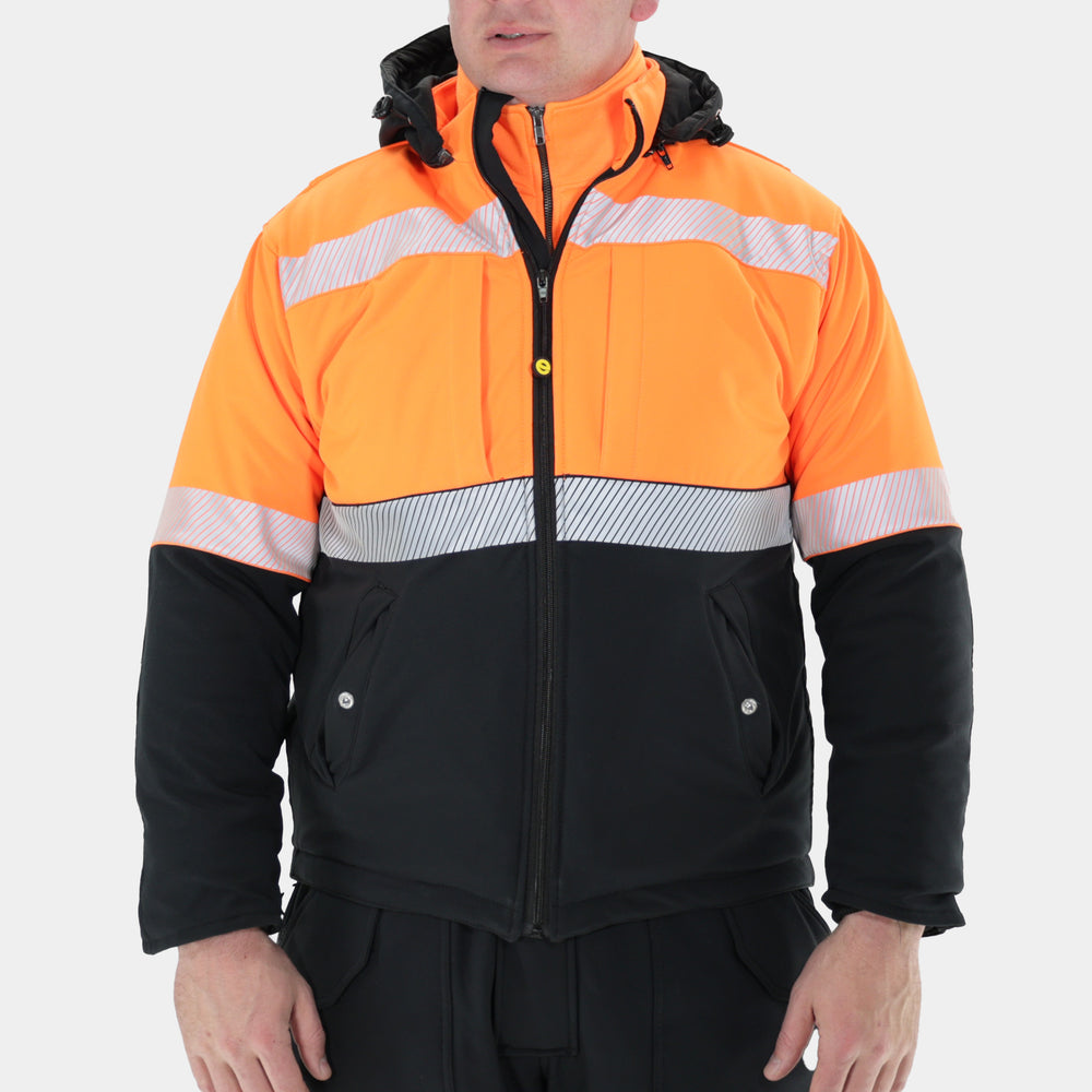 Epik Summit Pro Orange Soft-shell Jacket waterproof hi vis orange front pose