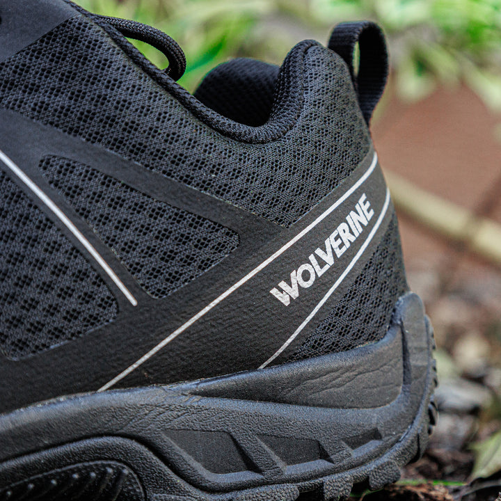 Wolverine Epik Workwear Black Hi Vis Work Shoe with Safety Toe and Industrial Supportive Comfort Close Up