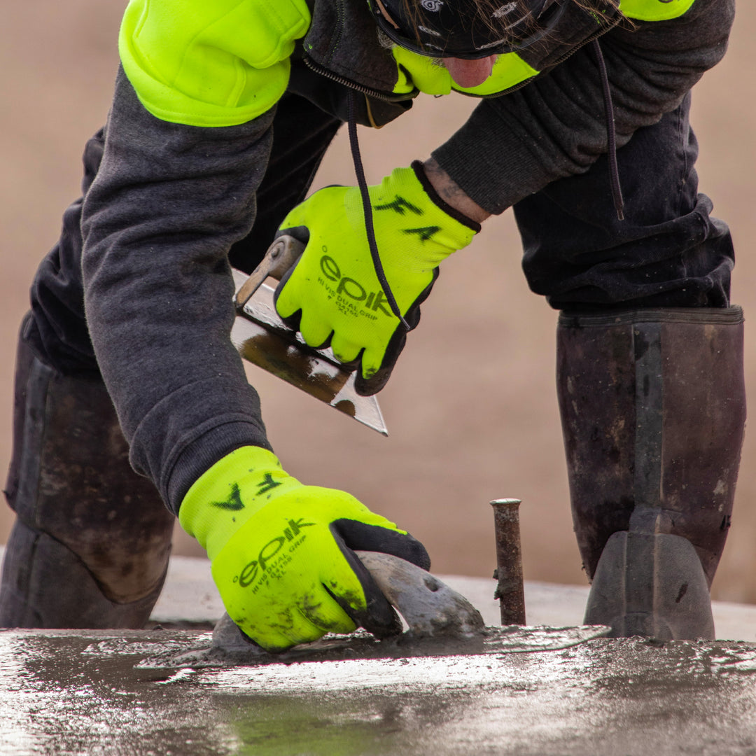 Epik Dual Grip Neon green hi vis thermal work gloves
