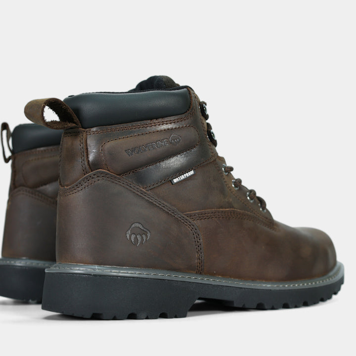 Floorhand 6 Safety Insulated Brown Leather Boot Epik Workwear pair close up