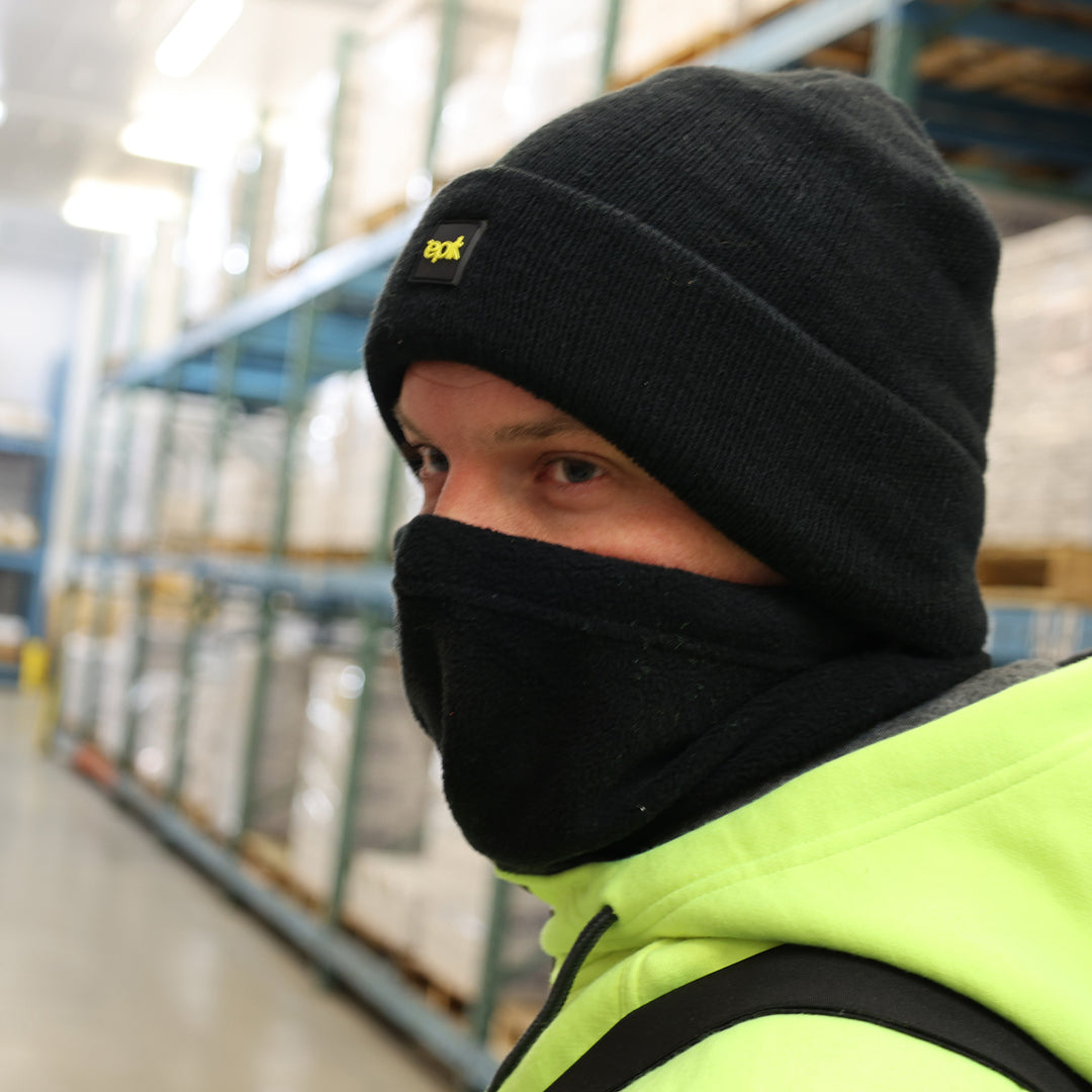 Epik Charcoal Black Thermal Beanie in freezerwear