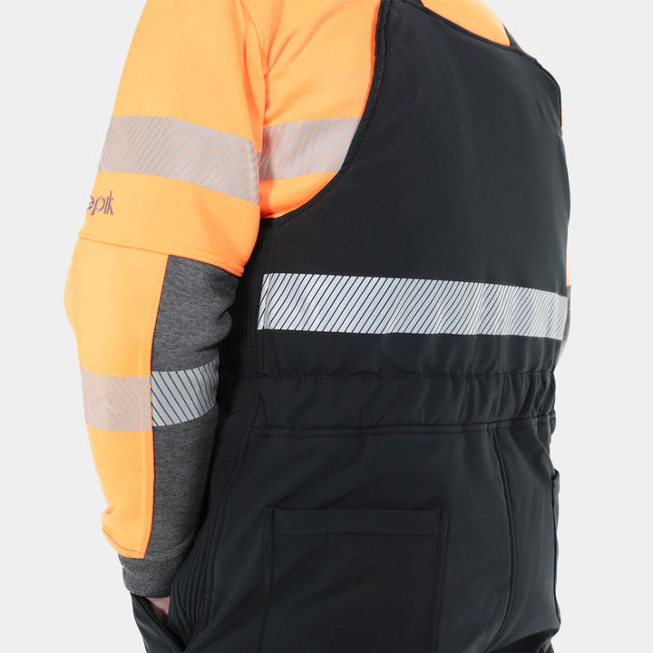 Summit Pro Bib Overall Soft Shell Hi Vis Black Workwear Back Stitching Quality