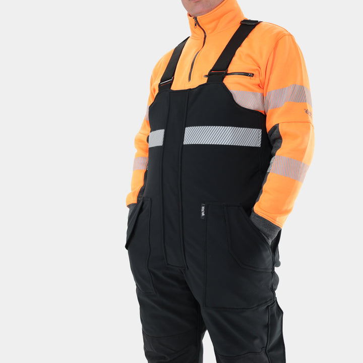 Summit Pro Bib Overall Soft Shell Hi Vis Black Workwear side Cold Storage