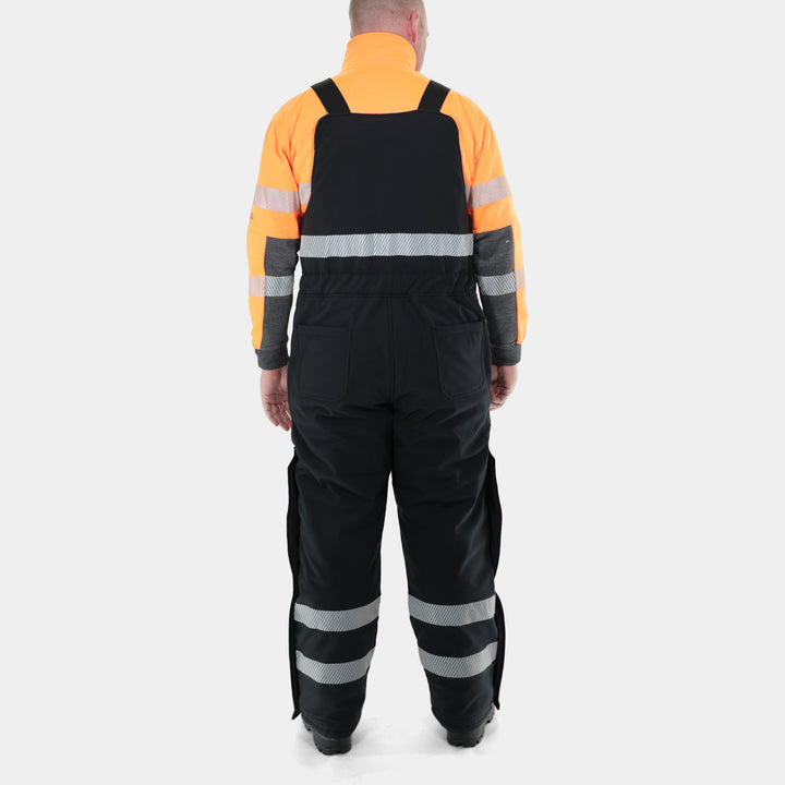 Summit Pro Bib Overall Soft Shell Hi Vis Black Workwear Back Cold Chain