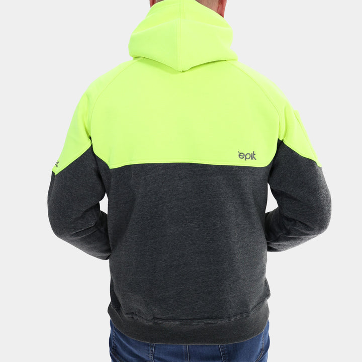 Epik Peak Pull Over Hoodie Hi Vis Yellow  Back