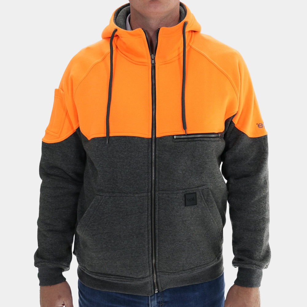 Epik Peak Zip Up Hoodie Hi Vis Orange Front