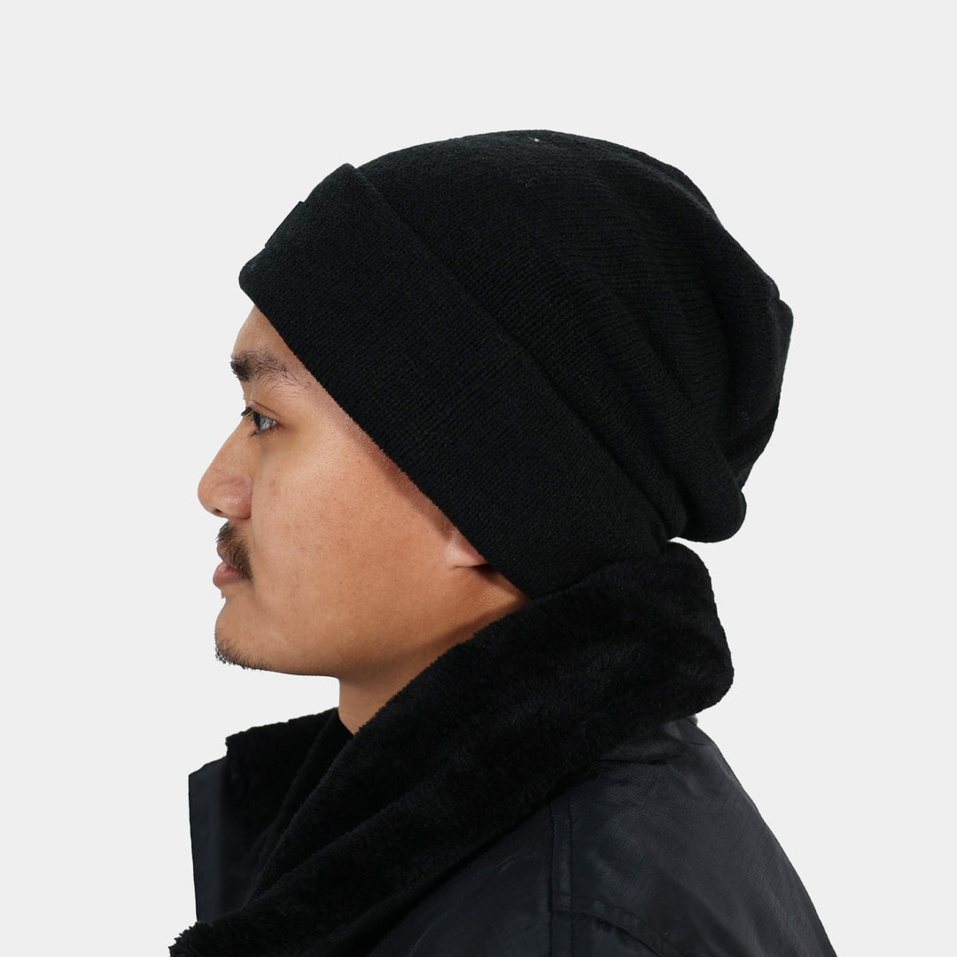 Epik Charcoal Black Thermal Beanie side angle