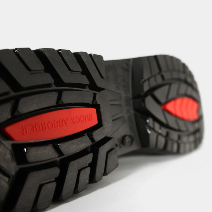 Epik Pace Safety Short Boot in Black Shock Heel Close Up