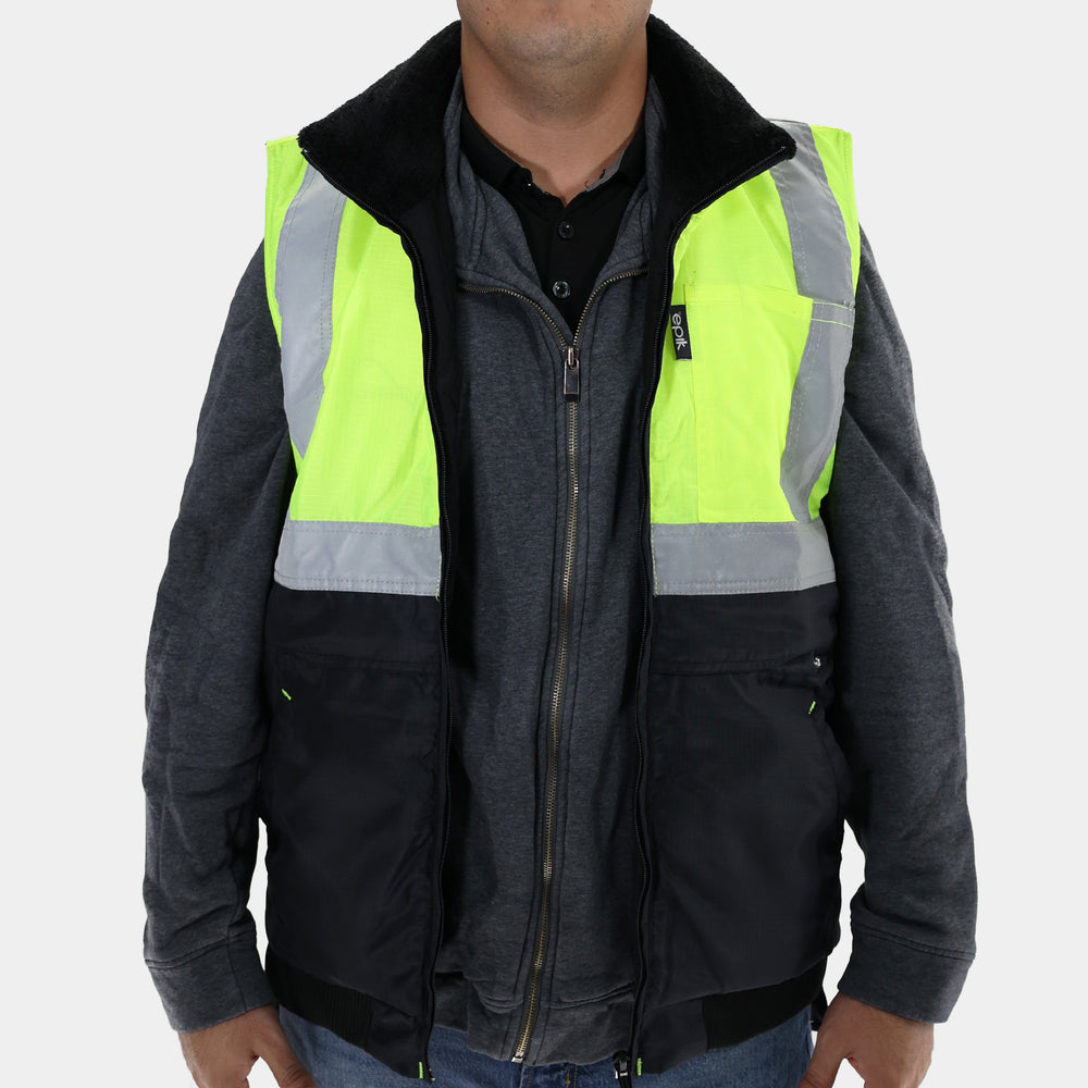 Epik Reflex Hi Vis Yellow Vest Front Un Zip