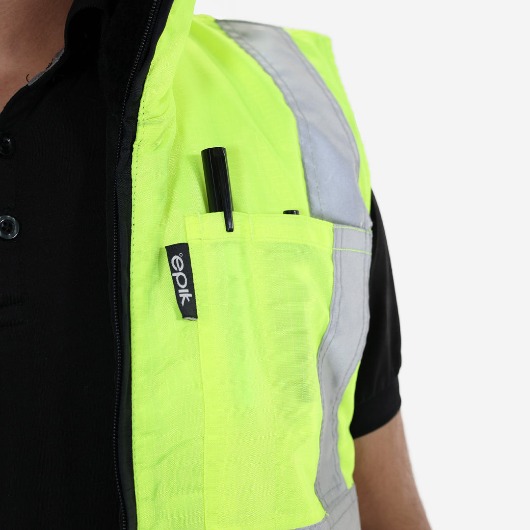 Epik Reflex Hi Vis Yellow Vest Pen Holder