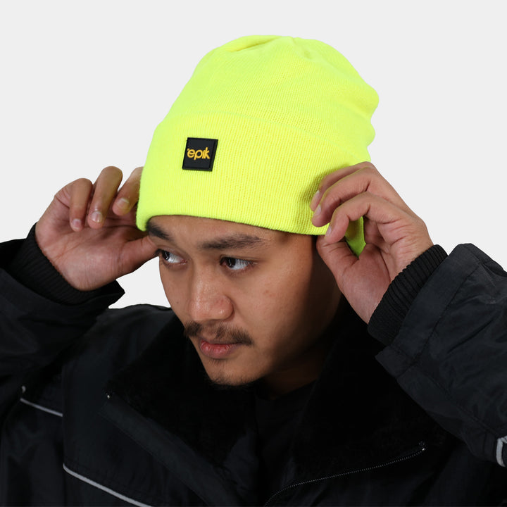Epik Thermal Beanie Hi Vis Yellow pose side