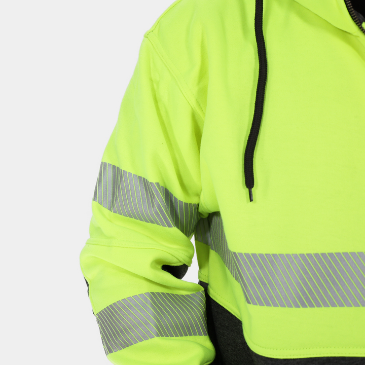 Epik Peak 2.0 Hi Vis Yellow Hoodie Coolerwear arm close up