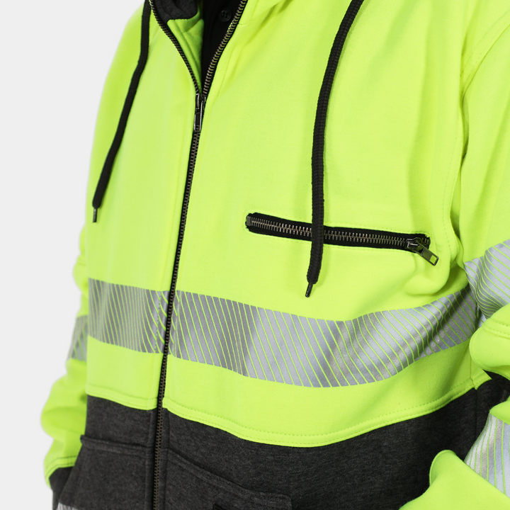 Epik Peak 2.0 Hi Vis Yellow Hoodie Coolerwear zipper pocket chest