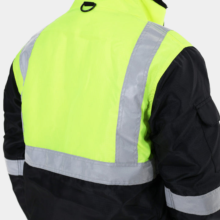 Epik Reflex EV120 Cooler Hi Vis Yellow Work Jacket Back Close up