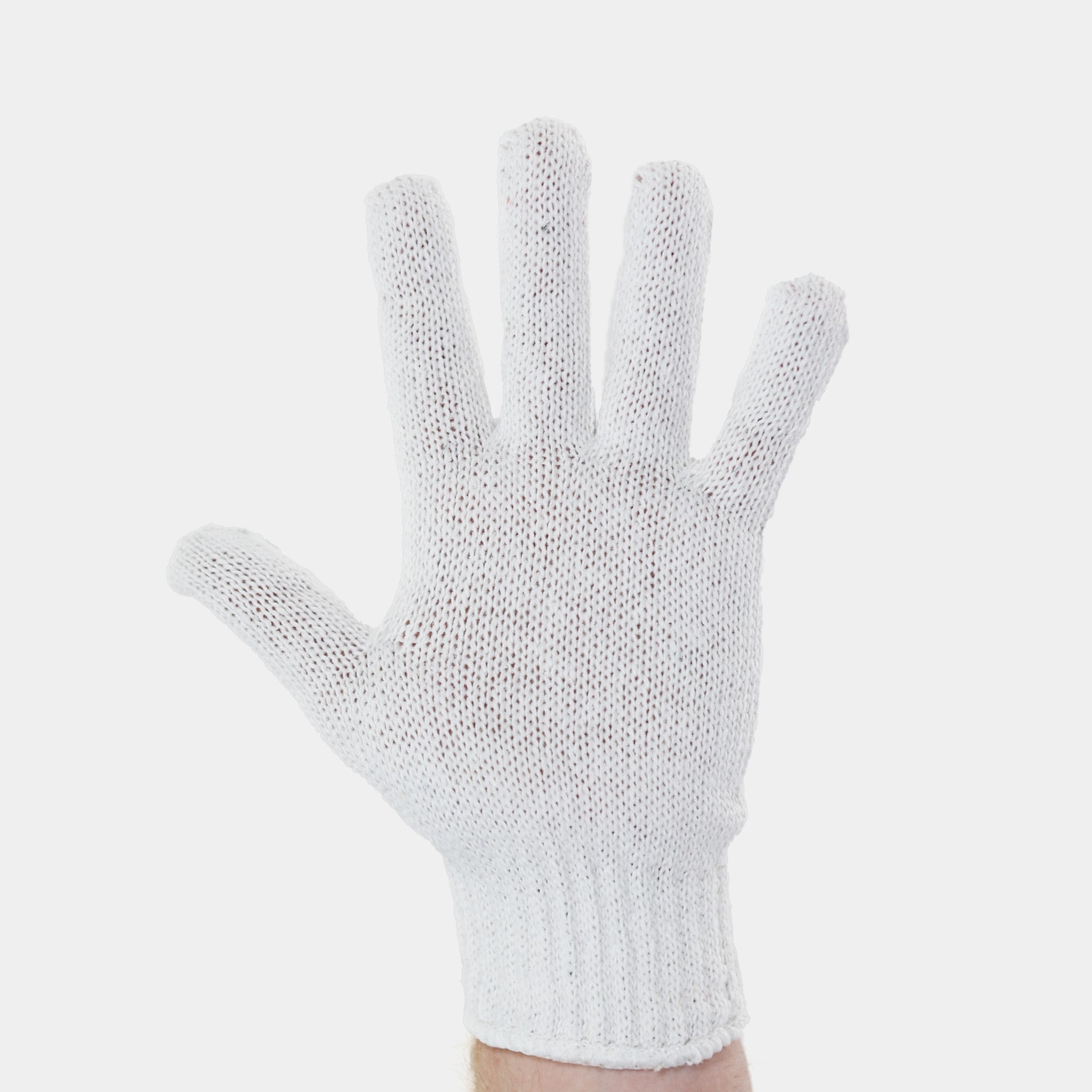 Poly-Cotton Bleached String Knit Gloves, Regular Weight, Box/12