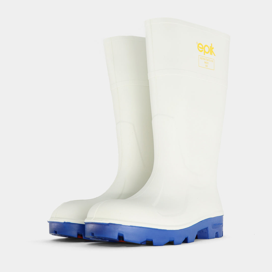 Tread White Safety Toe Polyurethane Sanitation Work Boot Pair Front