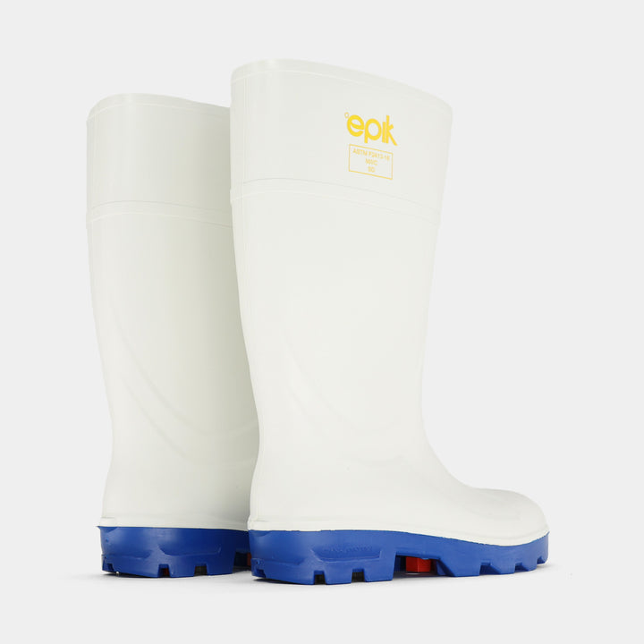 Tread White Safety Toe Polyurethane Sanitation Work Boot Pair Back