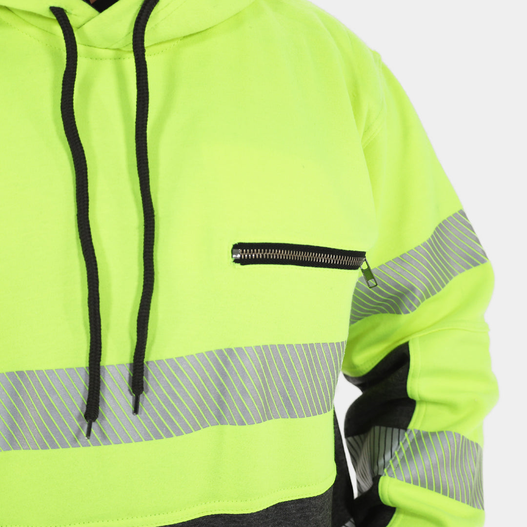 Epik Peak 2.0 Pullover ANSI Class 2 Hoodie in Yellow Chest Zipper Pocket