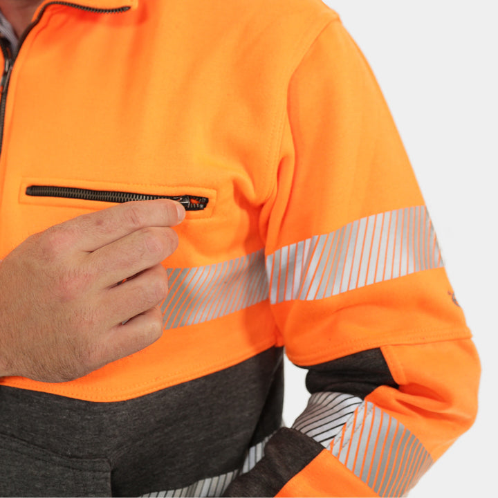 Epik Peak 2.0 Quarter Zip Sweater Orange chest zipper