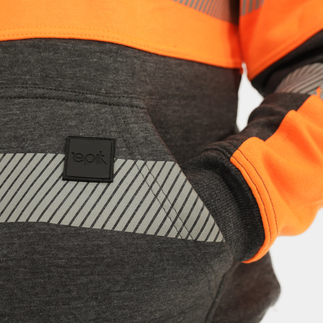 Epik Peak 2.0 Quarter Zip Sweater Orange pocket patch logo
