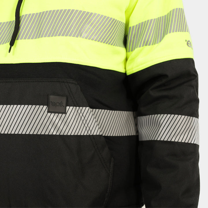 Epik Peak Pro Pull-Over Heavy Hoodie Yellow Front Close Up Logo Cordura