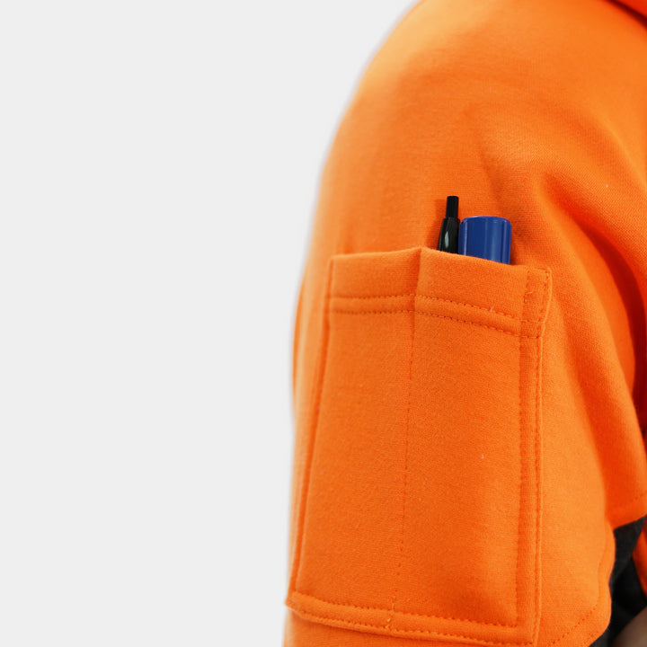 Epik Peak Zip Up Hoodie Hi Vis Orange arm pen holder