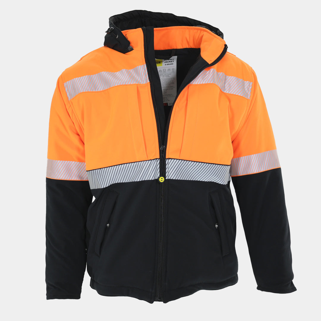 Epik Summit Pro Orange Soft-shell Jacket waterproof hi vis orange front 