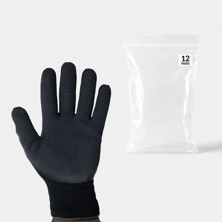 12 Pack Black Dual Grip Gloves (12 Pairs)