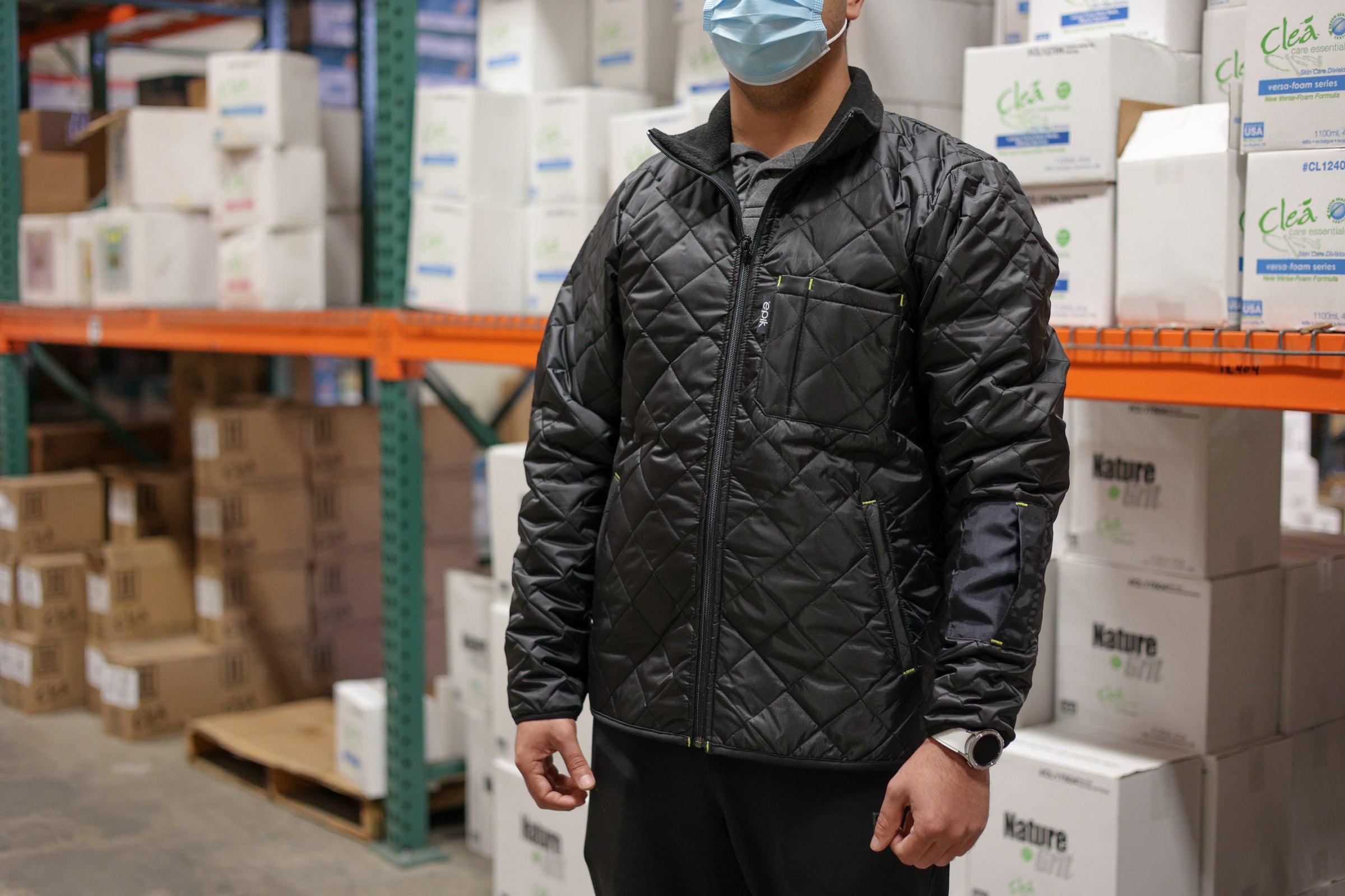 Epik Agile Cooler Quilted Jacket in Black Warehouse