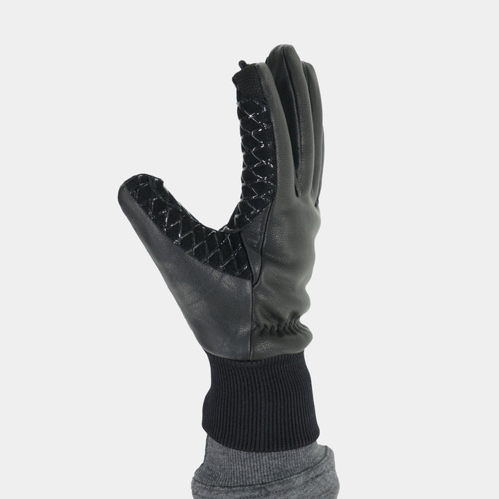 Epik Workwear Blackout Touch-Screen Gloves Goat Skin Leather with Screen Stylus in Black with Printed Grip thumb view