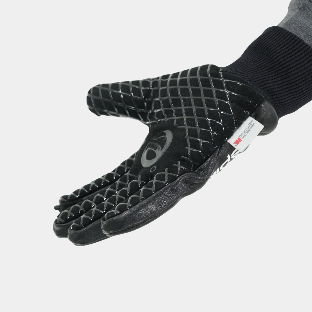 Epik Workwear Blackout Touch-Screen Gloves Goat Skin Leather with Screen Stylus in Black with Printed Grip wrist bottom