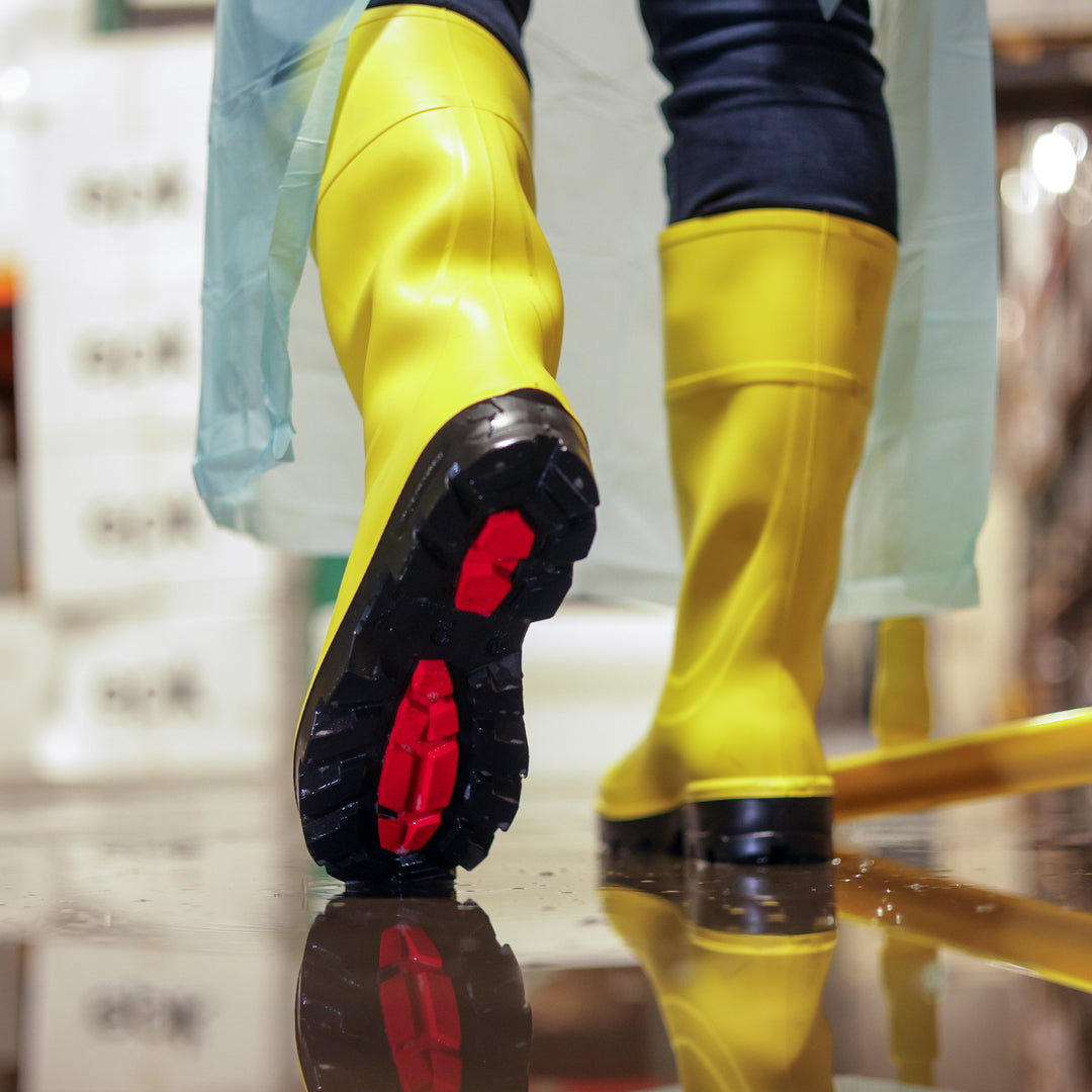 Tread Yellow Safety Toe Polyurethane Sanitation Work Boot Slip Resistant PPE Food Safety Wet
