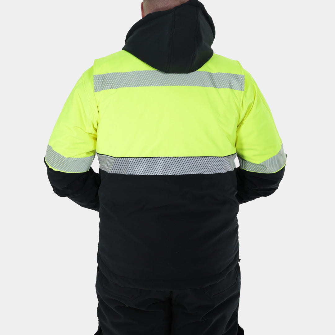 Epik Summit Pro Soft Shell Freezer Jacket in Hi Vis Yellow Back