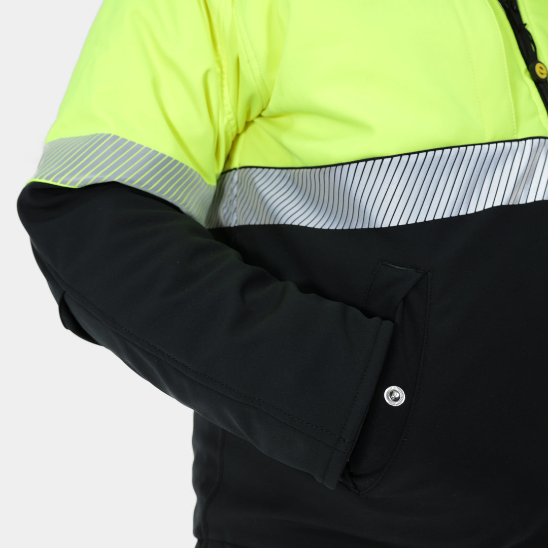 Epik Summit Pro Soft Shell Freezer Jacket in Hi Vis Yellow Button Pocket