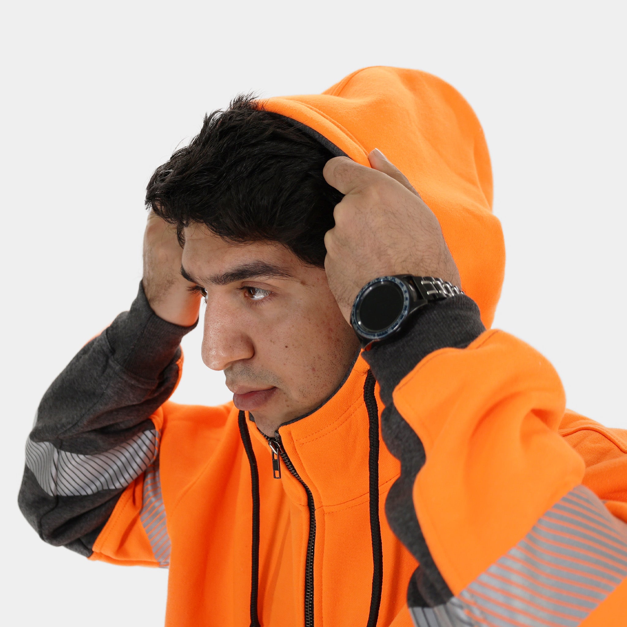 Peak 2.0 Zip Up Hi Vis Orange Hoodie - ANSI Class 2 Reflective Sweater –  Epik Workwear