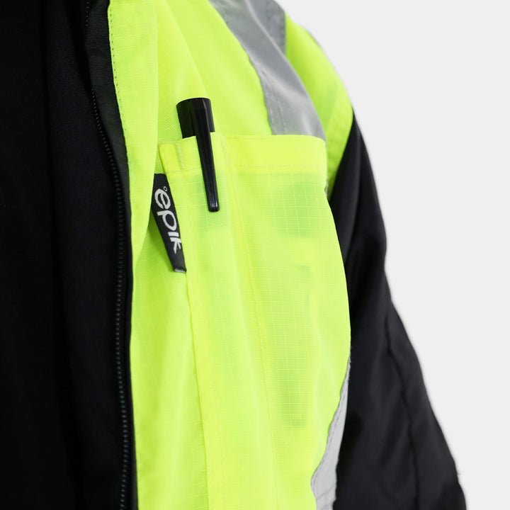 Epik Reflex EV120 Cooler Hi Vis Yellow Work Jacket Chest Pocket