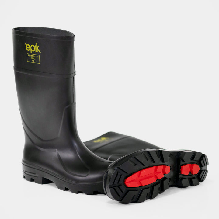 Tread Black Safety Toe Polyurethane Sanitation Work Boot Pair displayed