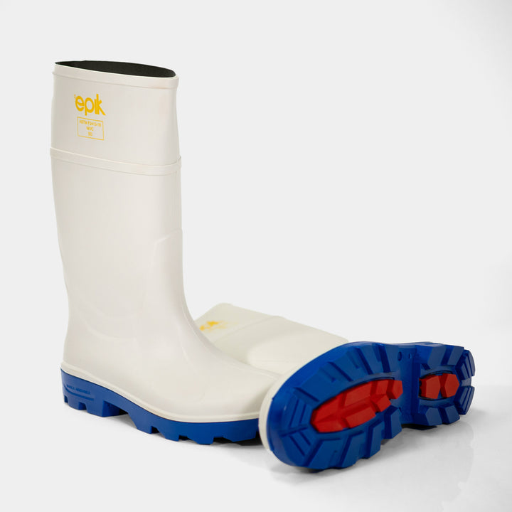 Tread White Safety Toe Polyurethane Sanitation Work Boot Pair displayed