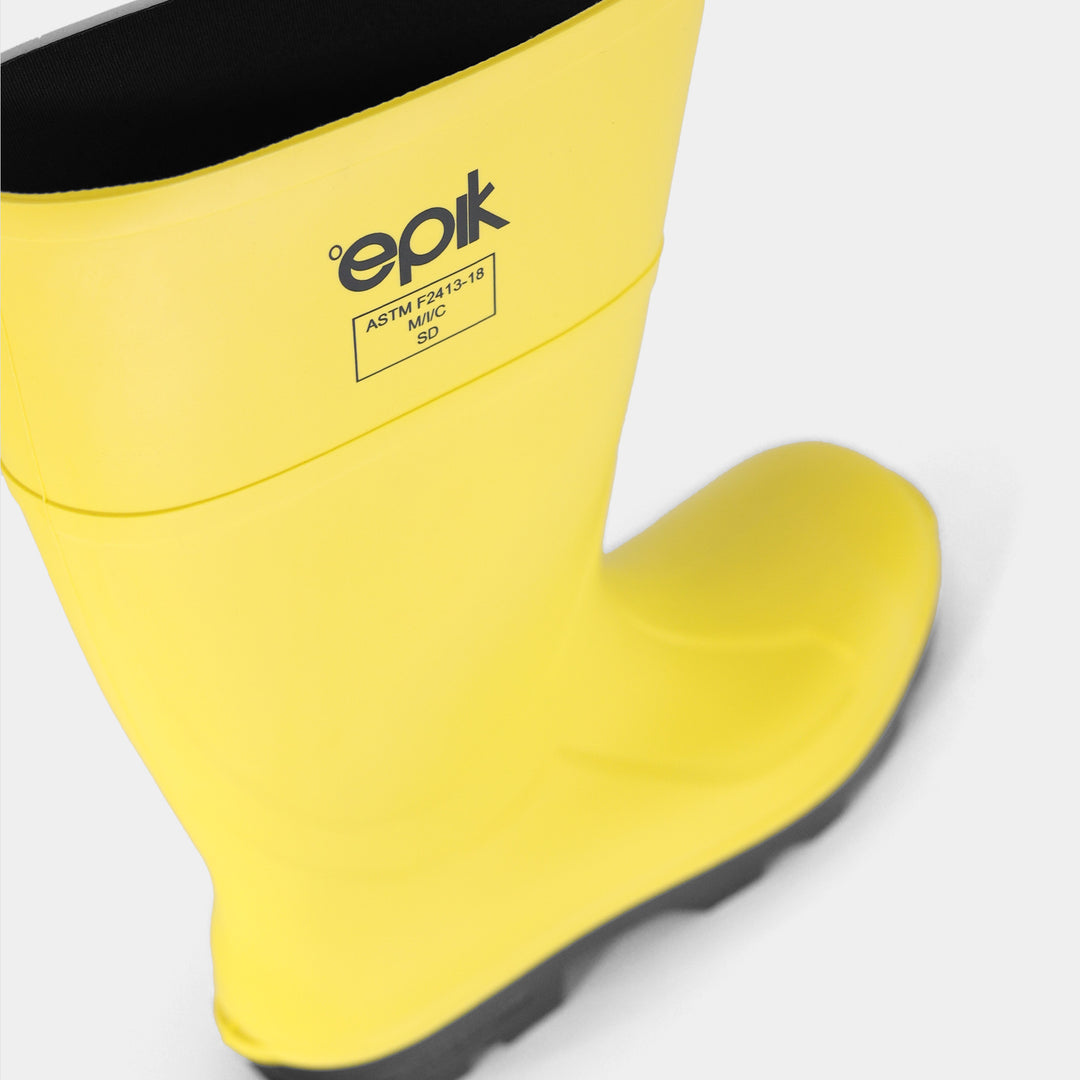 Tread Yellow Safety Toe Polyurethane Sanitation Work Boot close up