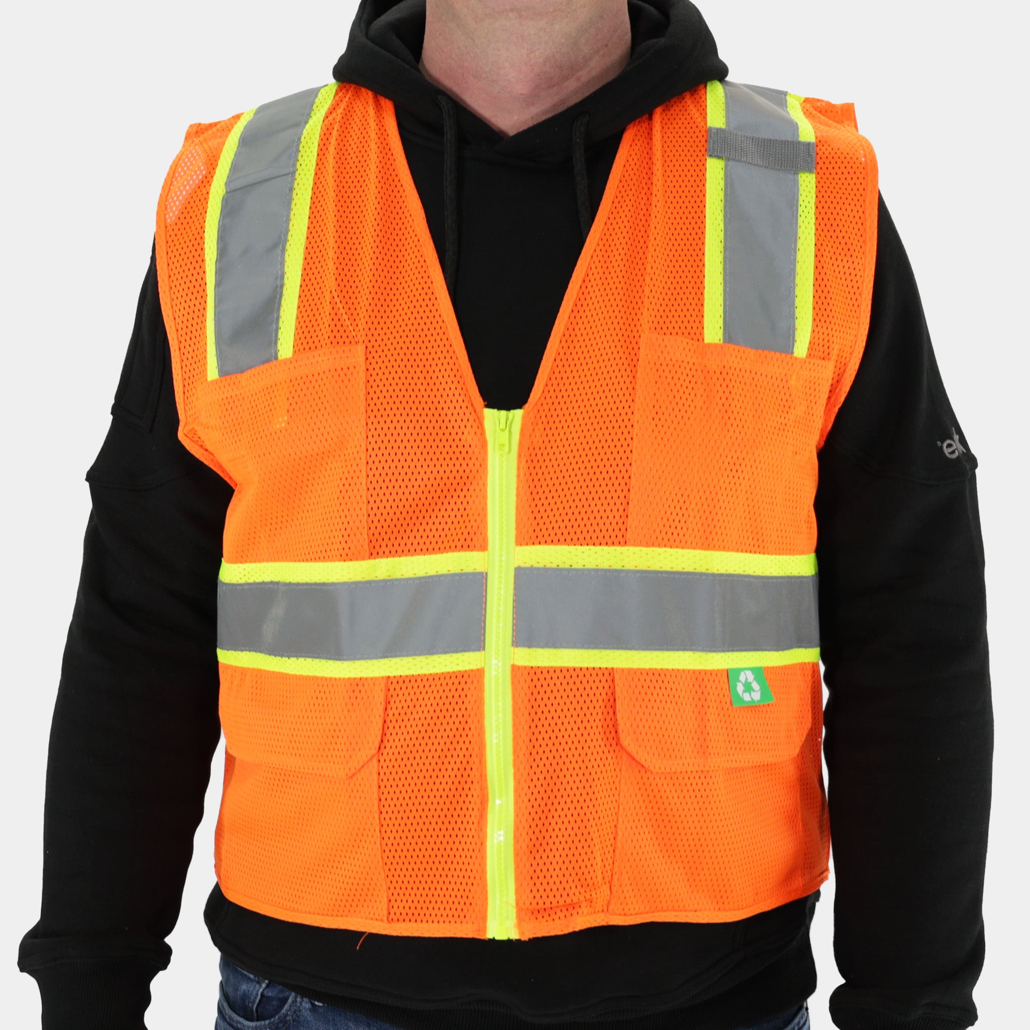 Orange Premium Safety Vest from Epik Workwear MCR Mesh Visibility