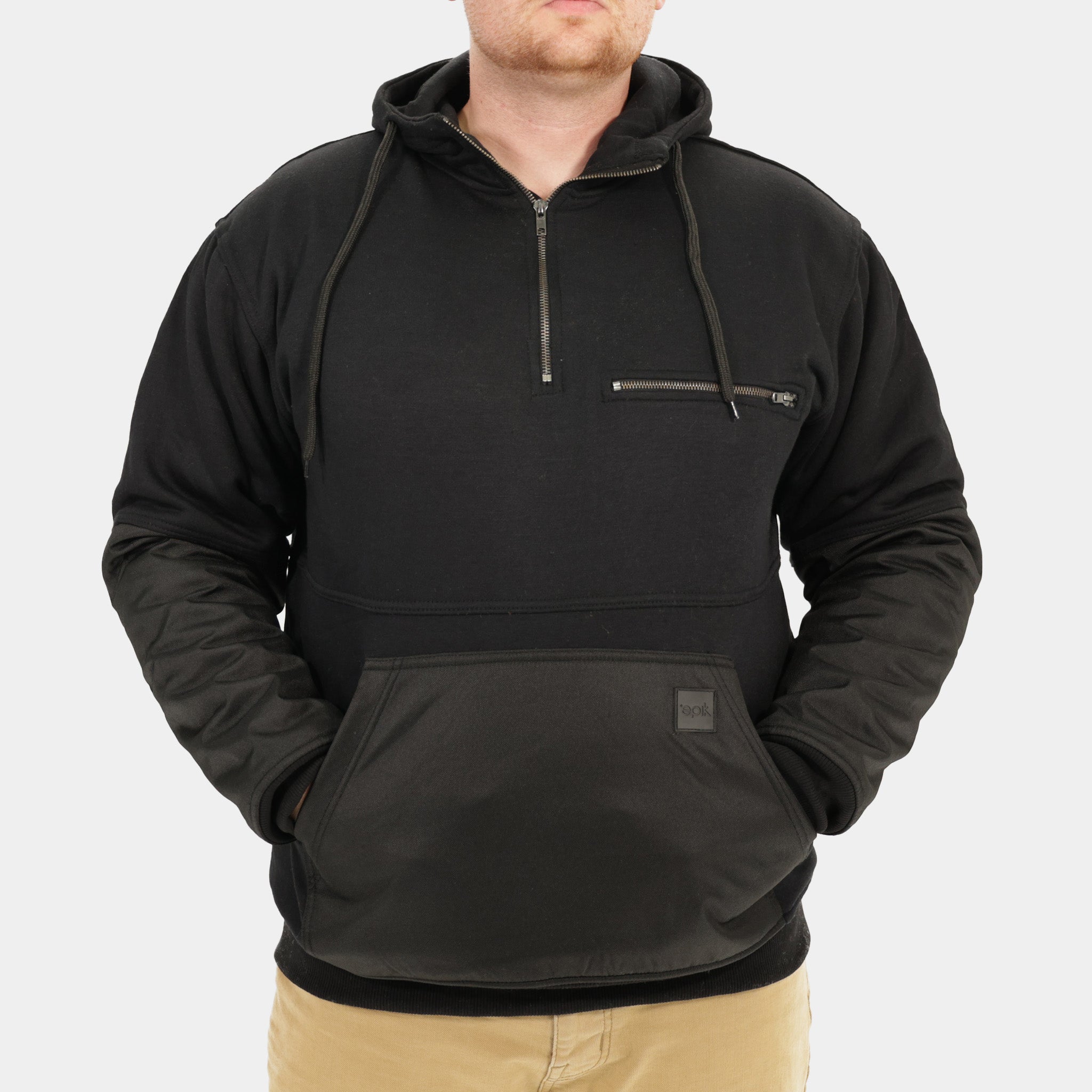 Pullover jacket with outlet front pocket